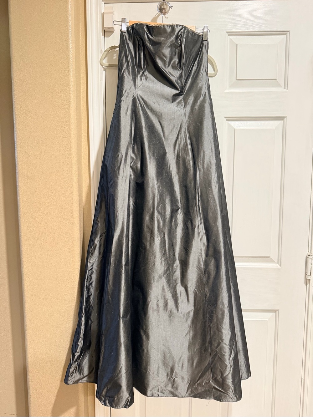 Roberta Bridal Metallic Silver Strapless Prom Gown